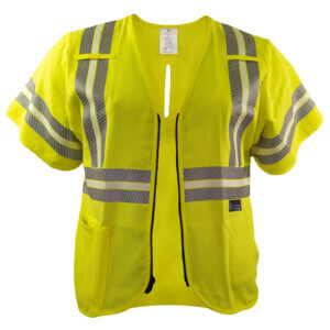 GlowGuard Class 2 FR Hi Vis Yellow Vest 170-02-70-1 is a Featherweight 5.5oz Inherent FR, HRC 1,6.6 Cal., wicking breathable fabric, ANSI 107 GlowGuard tape with non conductive breakaway zipper, lanyard opening and a practical pocket.