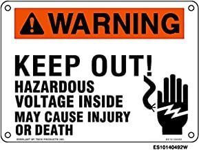 Everlast Sign, 10x14 in, WARNING Keep Out Hazardous Voltage Inside May Cause Injury..w/hand