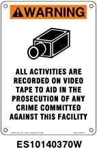 Everlast Sign, 10x14 in, Warning All Activities Are Recorded On Video ...w/picto or/wh/bk