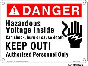 Everlast Sign, 10x14 in, Danger Hazardous volt Keep out w/hand pict