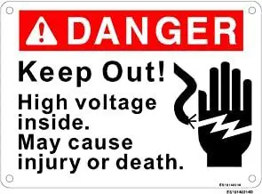 Tech Products Everlast Indestructible Substation Sign, 10×14 in, Danger Keep Out High Voltage Inside